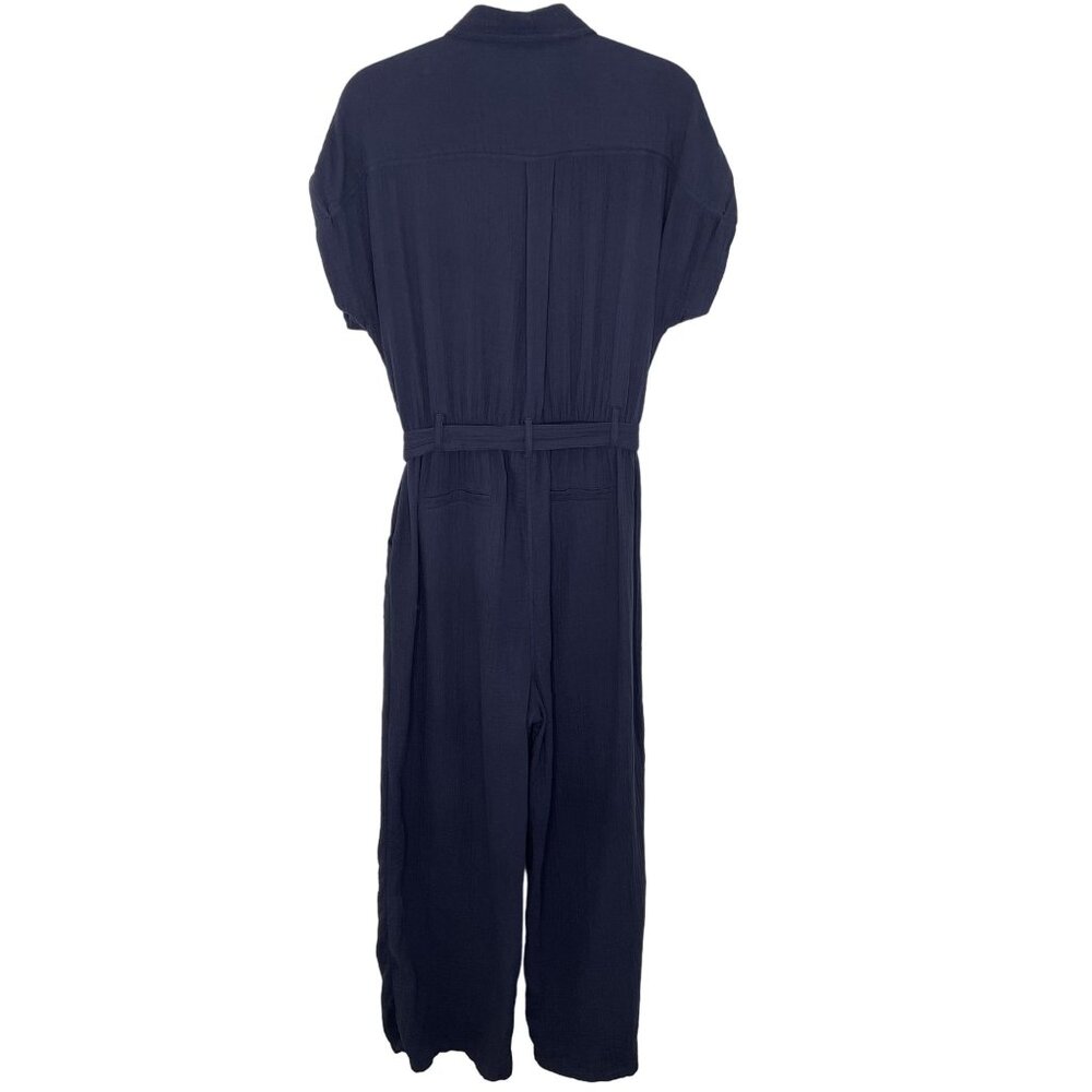 Soft Surroundings Navy Natasha Gauze Jumpsuit, L - Picture 4 of 11